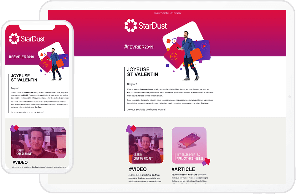 Stardust Testing - Design d'email